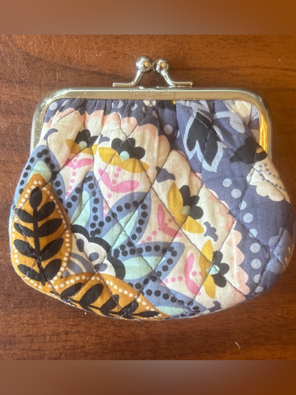 Vera Bradley Women's Kisslock Purple Floral Coin Purse 5” x 4"